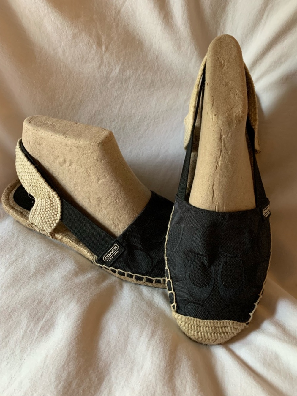 Coach 'Rayanne' black espadrille slingback flats